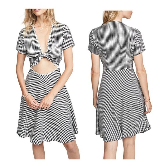 Solid & Striped Gingham Daisy Cut-out Dress Size L, New, Black/White - Picture 2 of 16